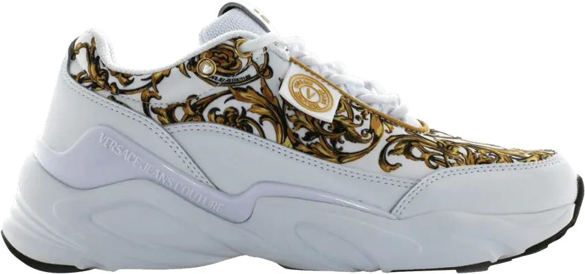  Versace Wmns Jeans Couture Trainer &#039;Baroque Print - White Gold&#039;