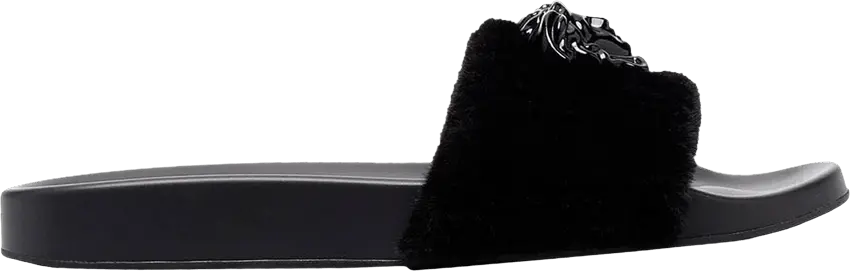  Versace Wmns La Medusa Faux Fur Slide &#039;Black&#039;