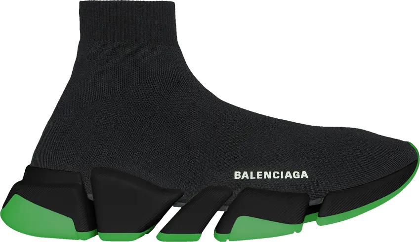  Balenciaga Speed 2.0 Sneaker &#039;Clear Sole - Black Neon Green&#039;