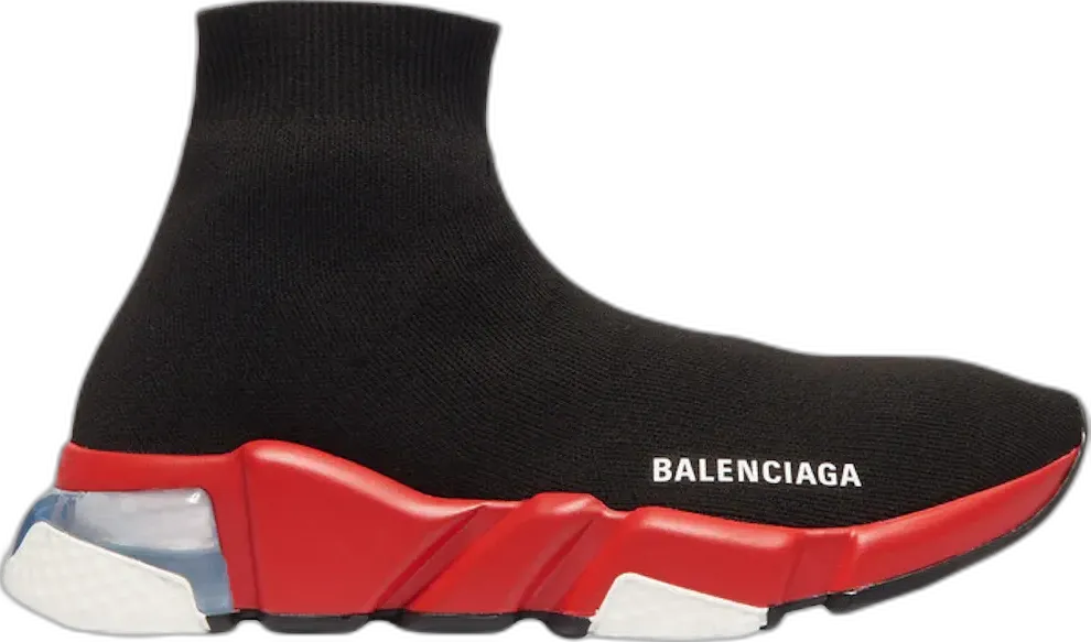  Balenciaga Speed Clear Sole Black Red