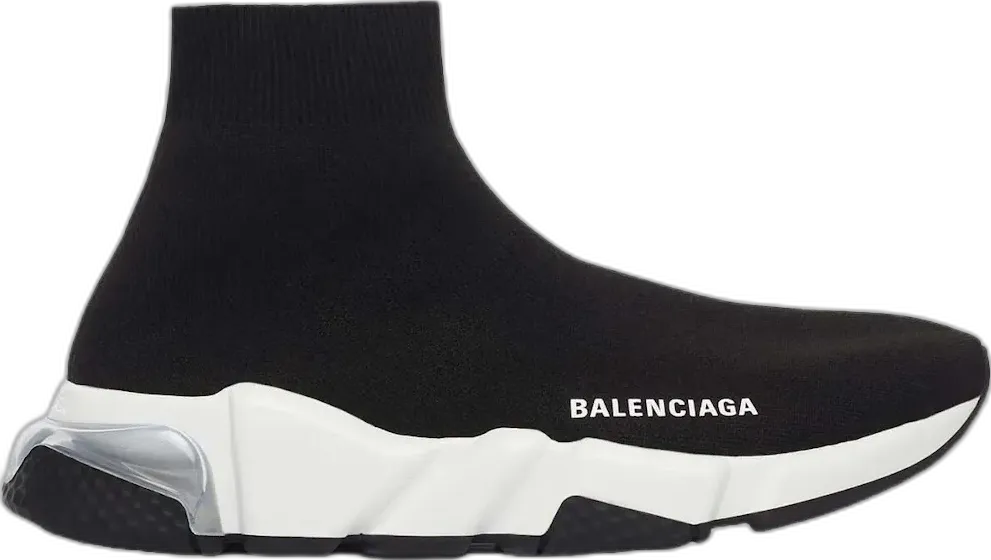  Balenciaga Speed Clear Sole Black White (Women&#039;s)