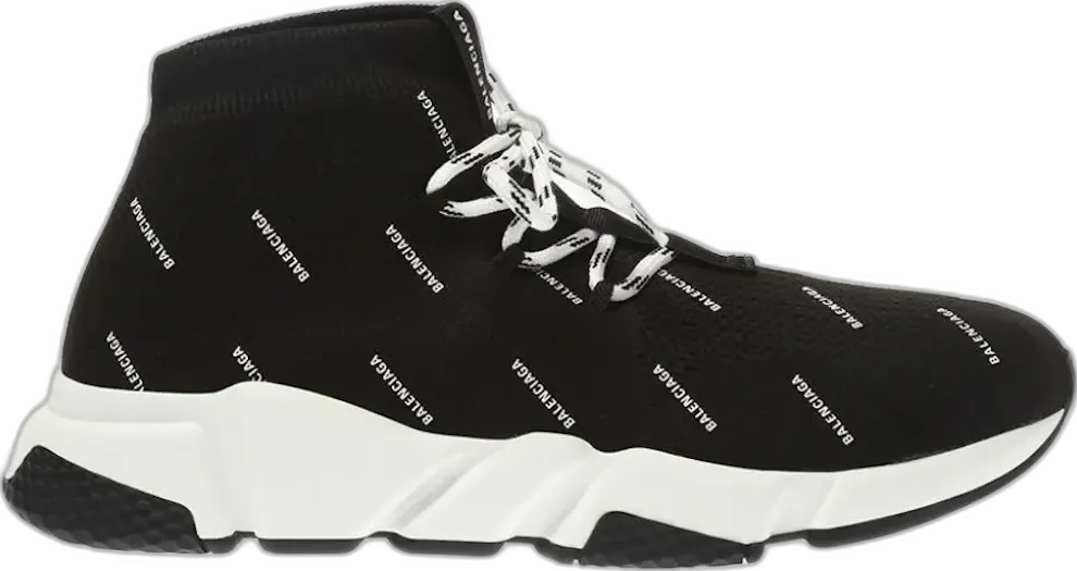 Balenciaga Speed Lace Up All Over Print Black