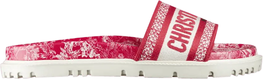 Dior Wmns DWay Slide &#039;Toile de Jouy Flowers Embroidered - Red&#039;
