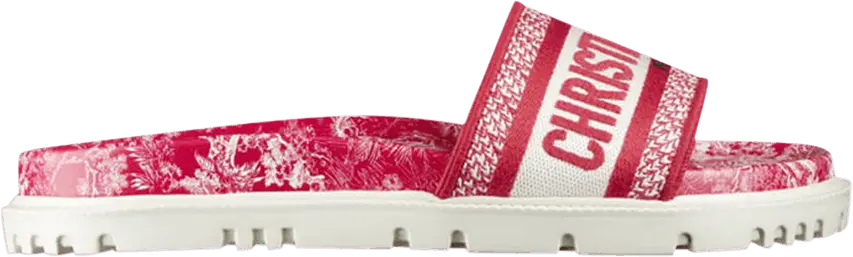  Dior Wmns DWay Slide &#039;Toile de Jouy Flowers Embroidered - Red&#039;