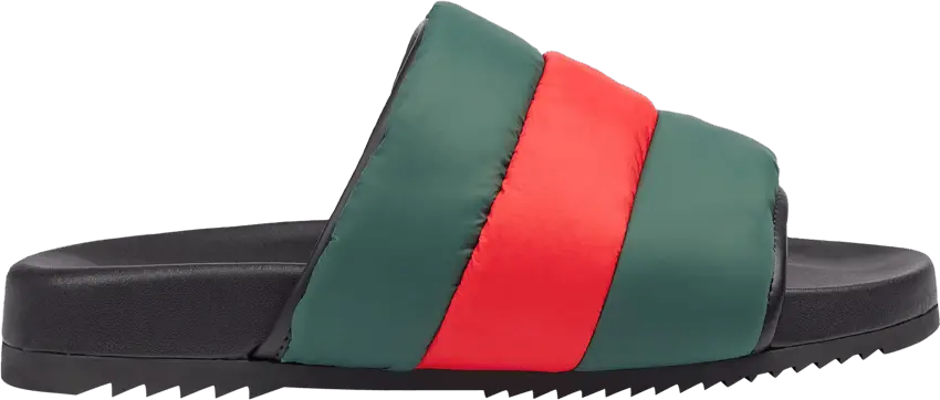  Gucci Padded Web Slide &#039;Green Red&#039;