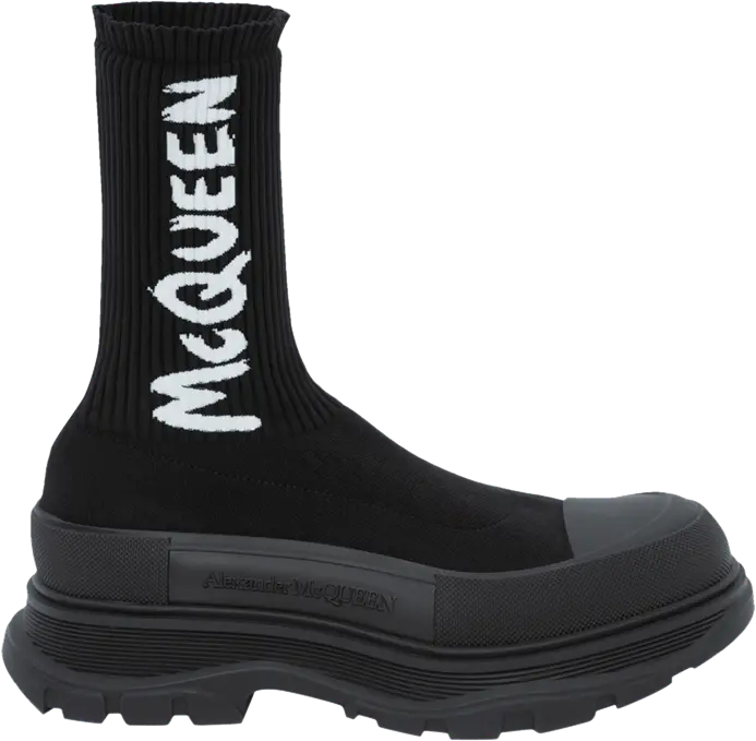  Alexander Mcqueen Alexander McQueen Tread Slick Boot &#039;Black Graffiti&#039;