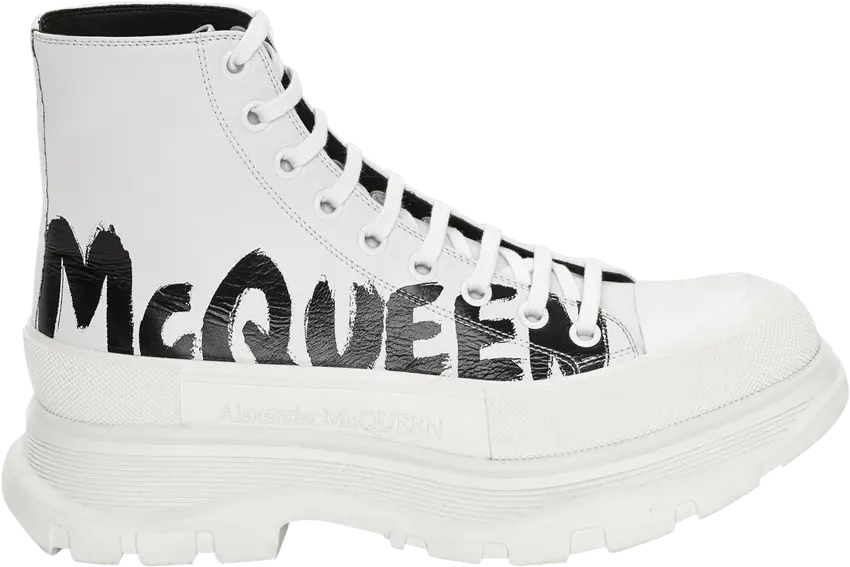  Alexander Mcqueen Alexander McQueen Tread Slick Boot &#039;Graffiti Logo - White&#039;