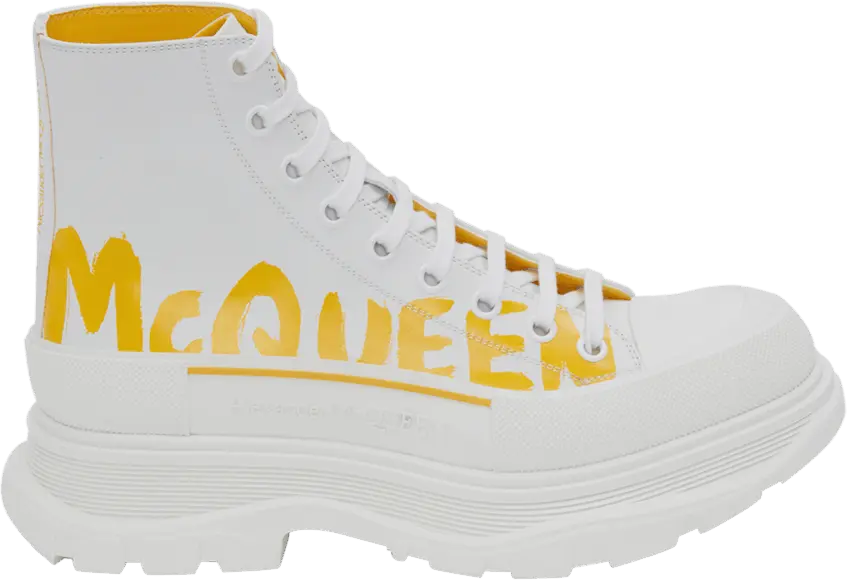  Alexander Mcqueen Alexander McQueen Tread Slick Boot &#039;White Pop Yellow&#039;