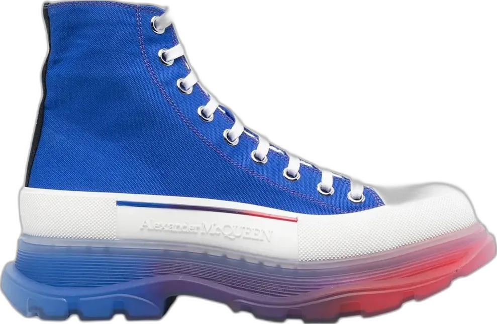 Alexander Mcqueen Alexander McQueen Tread Slick Boot Clear Sole Gradient Electric Blue Off-White Bright Red