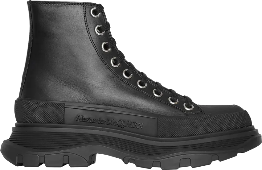  Alexander Mcqueen Alexander McQueen Tread Slick Boot Leather Black Black (Women&#039;s)