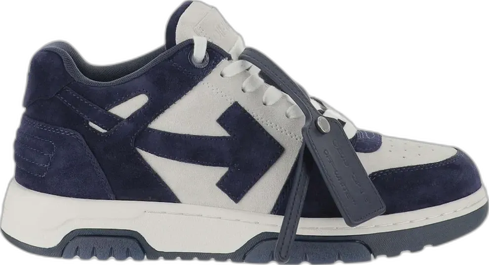  Off-White OFF-WHITE Out Of Office OOO Low Tops White Navy Blue Suede