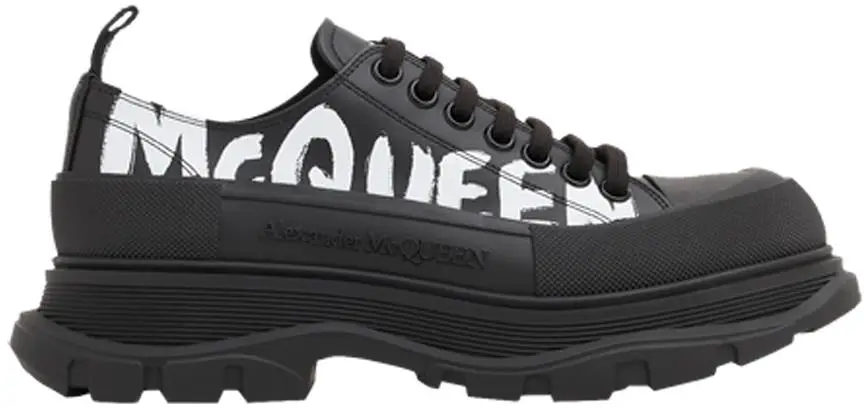  Alexander Mcqueen Alexander McQueen Tread Slick Lace-Up &#039;Graffiti Logo - Black White&#039;