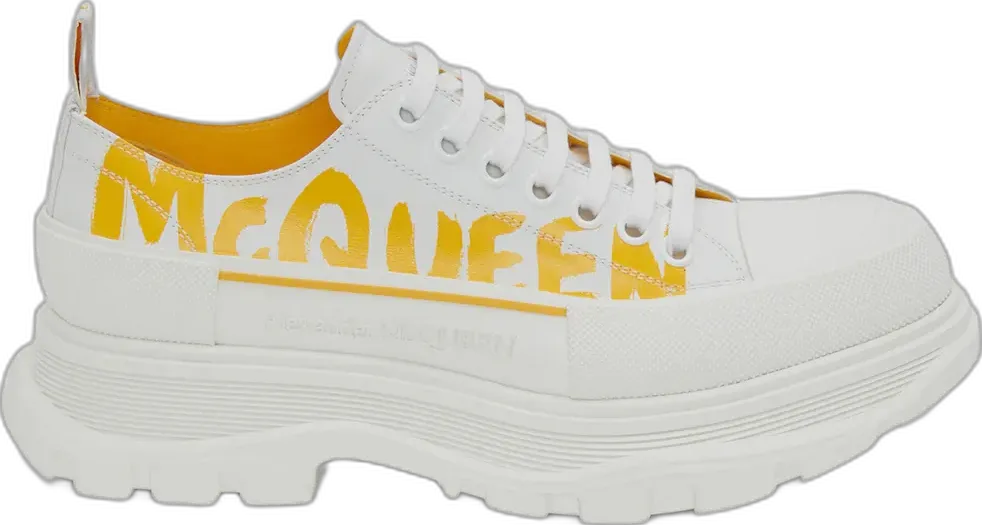 Alexander Mcqueen Alexander McQueen Tread Slick Low Lace Up Graffiti White Yellow Pop