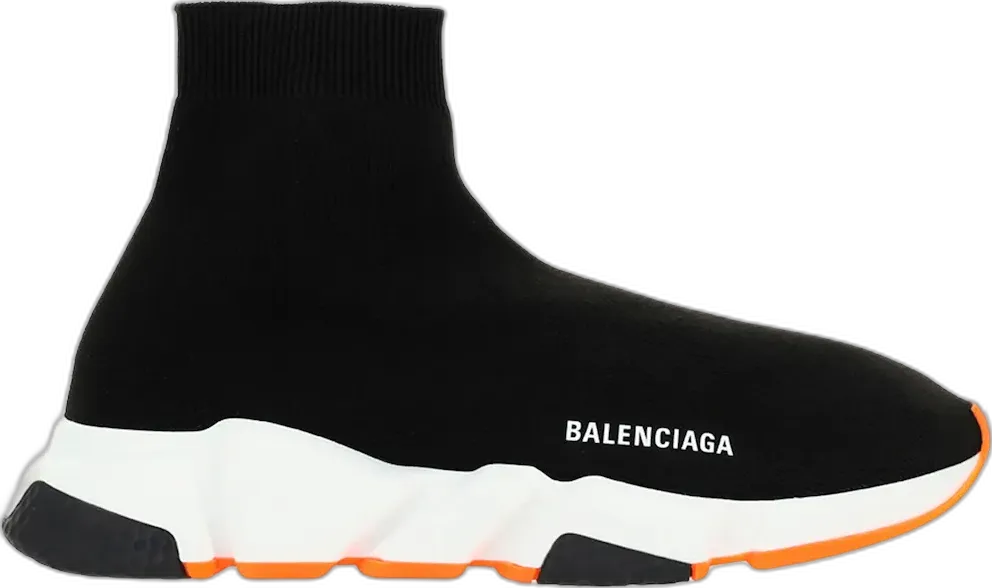  Balenciaga Speed Trainer Black Fluo Orange Sole