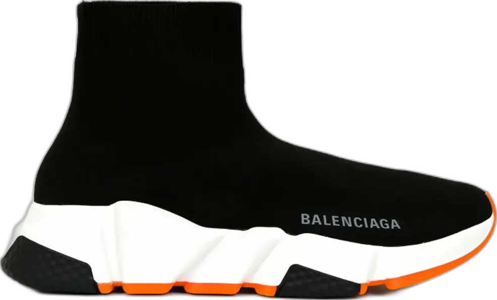  Balenciaga Speed Trainer Black Fluo Orange Sole (Women&#039;s)