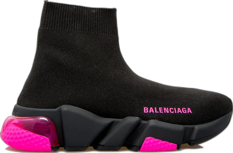 Balenciaga Speed Trainer Clear Sole Black Fluo Pink (Women&#039;s)