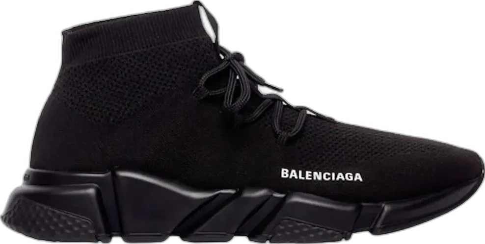  Balenciaga Speed Trainer Lace Up Black