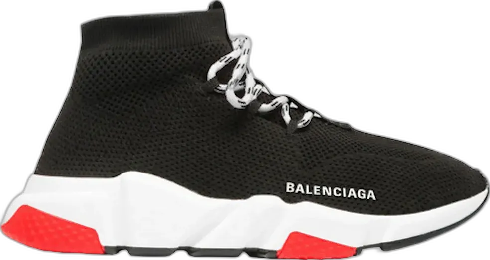  Balenciaga Speed Trainer Lace Up Black Red