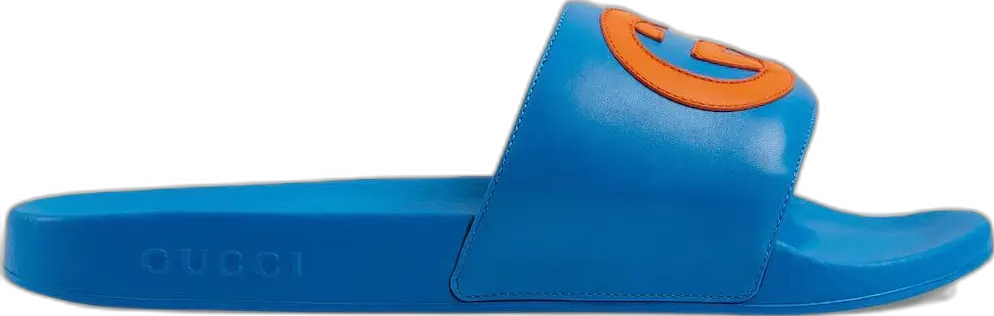  Gucci Slide Interlocking G Leather Blue