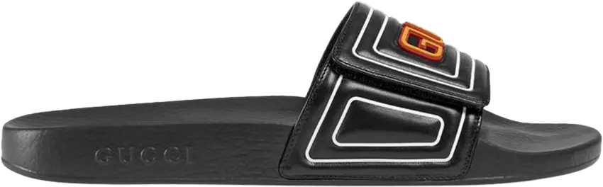  Gucci Slide Logo Leather