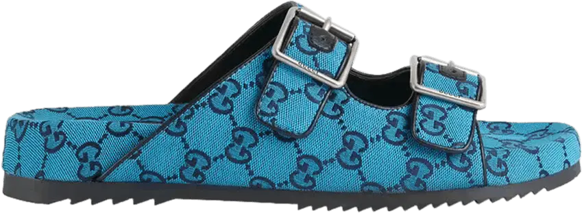 Gucci Slide Sandal Strap &#039;Light Blue Monogram&#039;