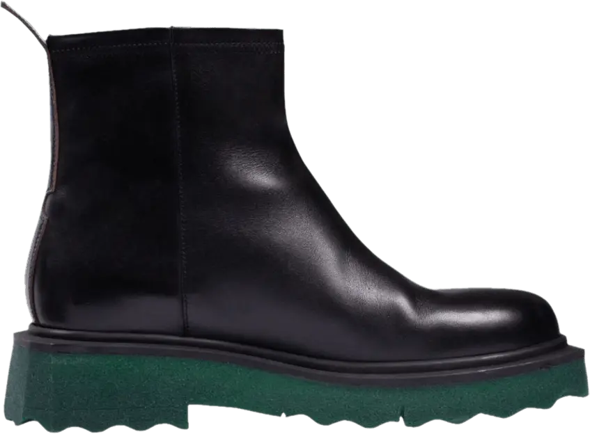  Off-White Sponge Sole Leather Zip Boot &#039;Black&#039;