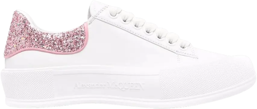  Alexander Mcqueen Alexander McQueen Wmns Deck Plimsoll &#039;White Rose Pink Glitter&#039;