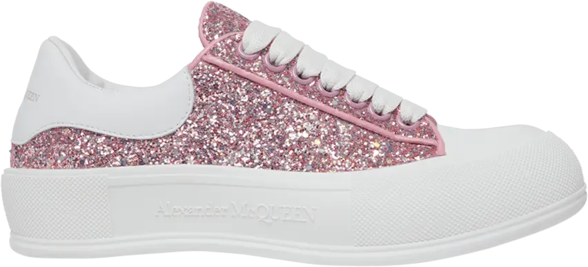  Alexander Mcqueen Alexander McQueen Wmns Deck Plimsoll Low &#039;Rose Gold Reflective Glitter&#039;