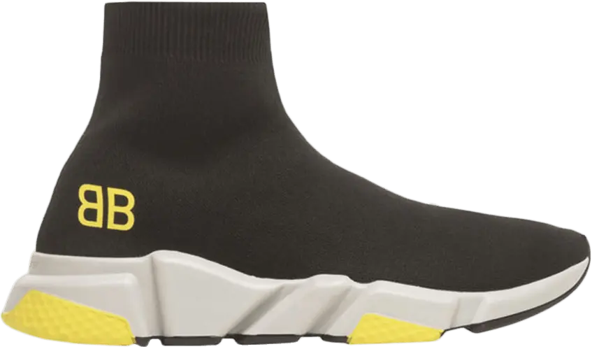  Balenciaga Speed Trainer Mid BB &#039;Black Yellow&#039;