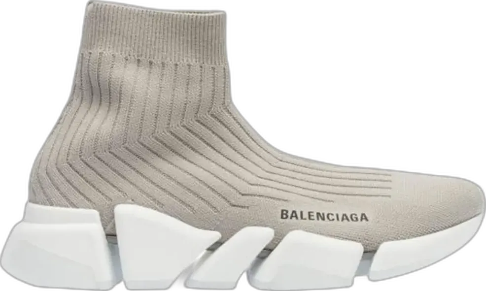  Balenciaga Speed Trainer Rib-Knit Light Gray (Women&#039;s)