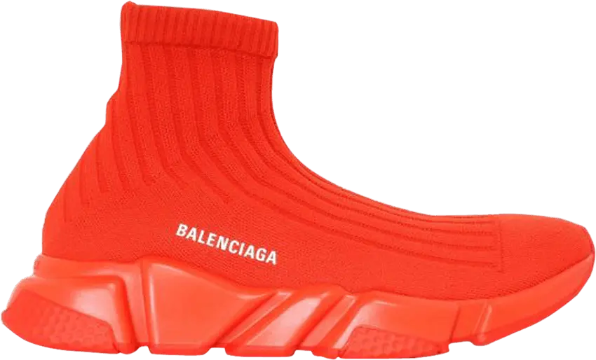  Balenciaga Speed Trainer Rib-Knit Rouge