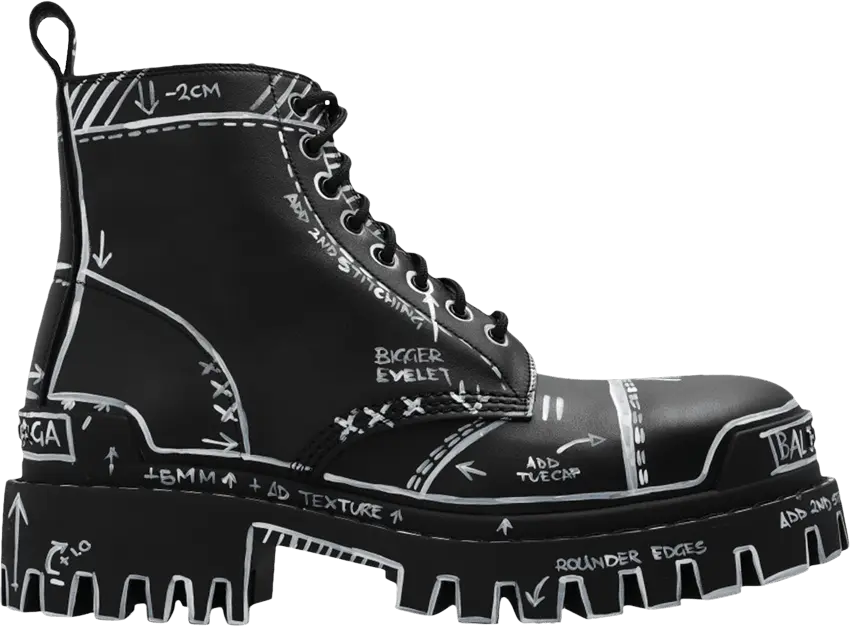  Balenciaga Strike Lace-Up Boot &#039;Marker Pen Print - Black&#039;