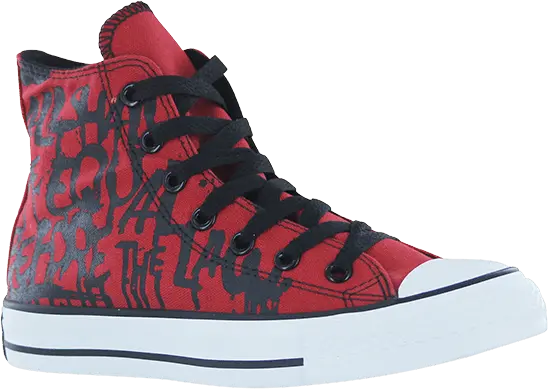  Converse Chuck Taylor All Star Hi Top Rock Script Print Red