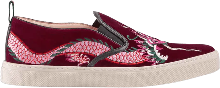  Gucci Velvet Slip-On &#039;Dragon&#039;