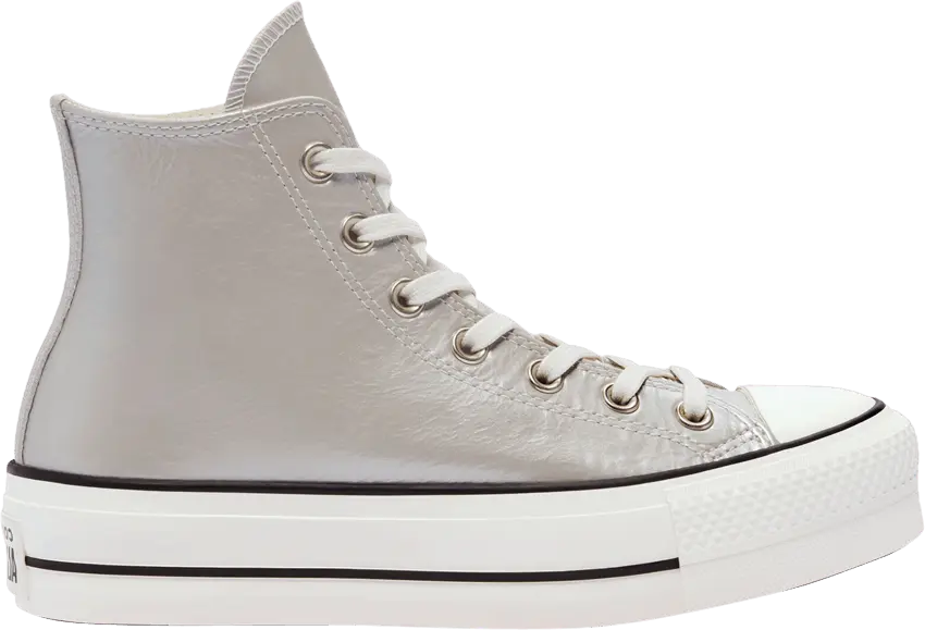  Converse Wmns Chuck Taylor All Star Metallic Classics Platform High &#039;Silver Egret&#039;