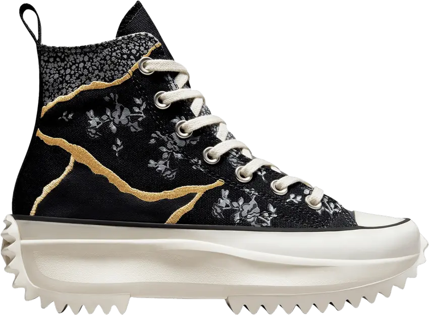  Converse Run Star Hike Hi Metallic Silver Floral (Women&#039;s)