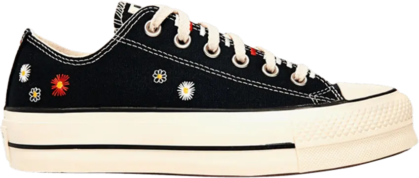  Converse Wmns Chuck Taylor All Star Lift Low &#039;Daisy Embroidery - Black&#039;