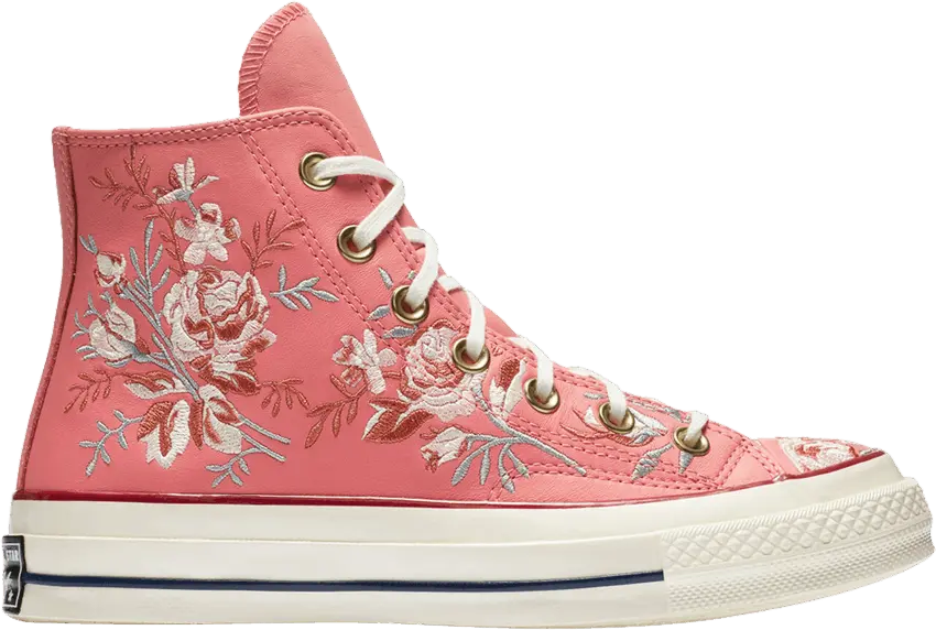  Converse Wmns Chuck 70 High &#039;Floral Embroidery - Pink Coral&#039;