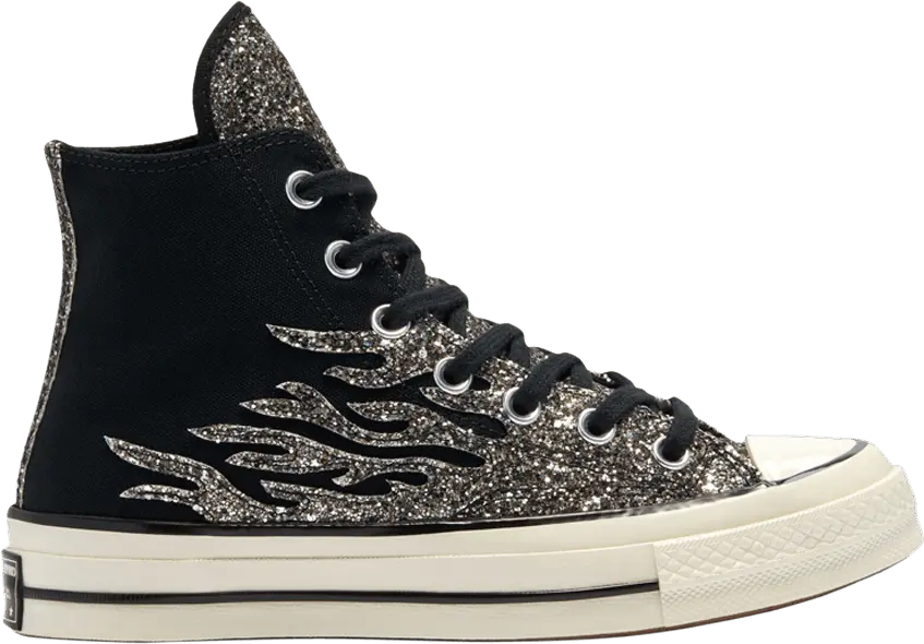  Converse Wmns Chuck 70 High &#039;Archival Glitter Flame - Black Egret&#039;