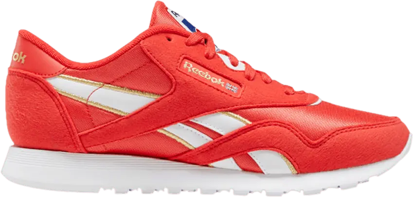  Reebok Wmns Classic Nylon &#039;Collage of Flags - Radiant Red&#039;