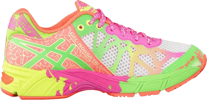  Asics Gel Noosa Tri 9 GS &#039;White Lime Hot Pink&#039;