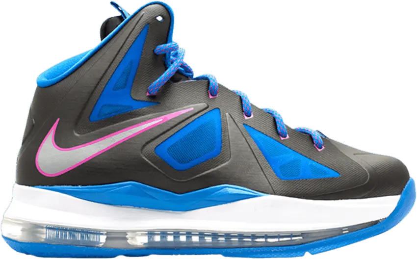  Nike LeBron X 10 Black-Metallic Silver-Photo Blue-White (GS)