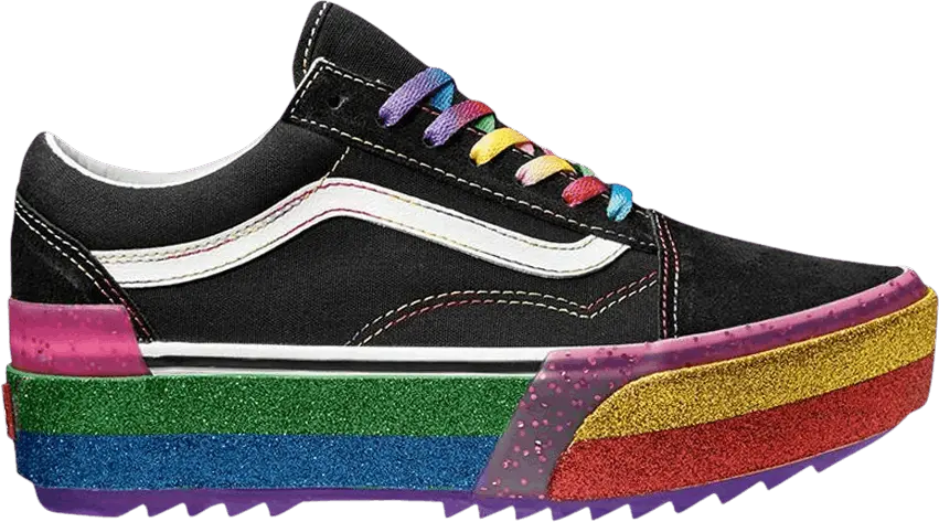  Vans Old Skool Stacked &#039;Glitter - Black Rainbow&#039;