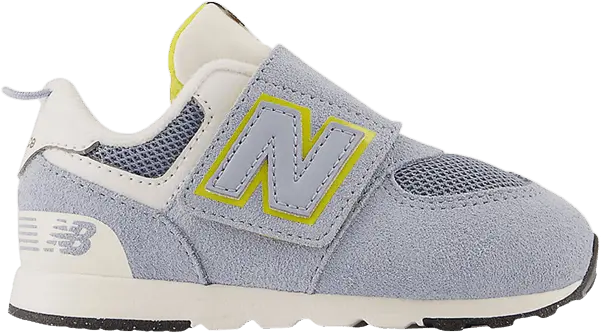  New Balance 574 New-B Hook &amp; Loop Toddler Wide &#039;Light Arctic Grey Yellow&#039;