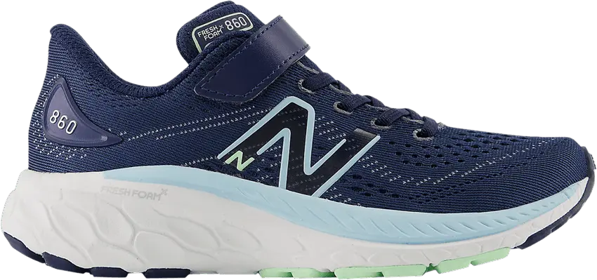  New Balance Fresh Foam X 860v13 Bungee Lace Top Strap Little Kid Wide &#039;Navy Bleach Blue&#039;