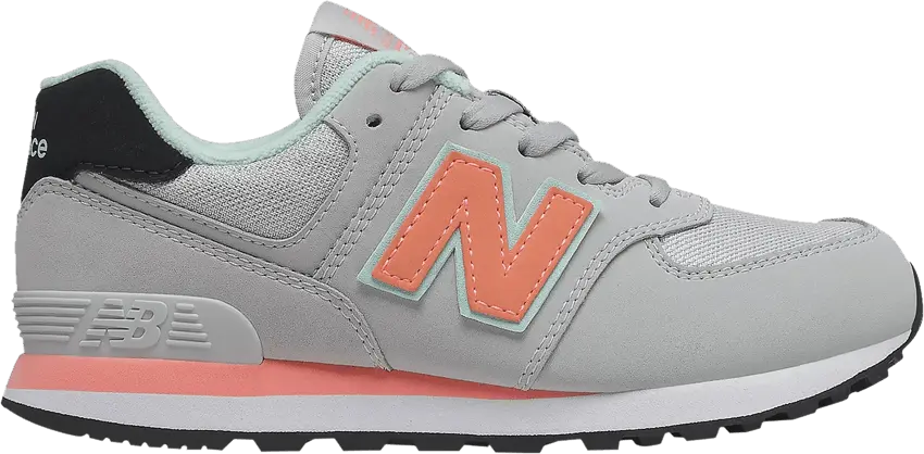  New Balance 574 Big Kid 2E Wide &#039;Fashion Metallic - Summer Fog Pink Mint&#039;