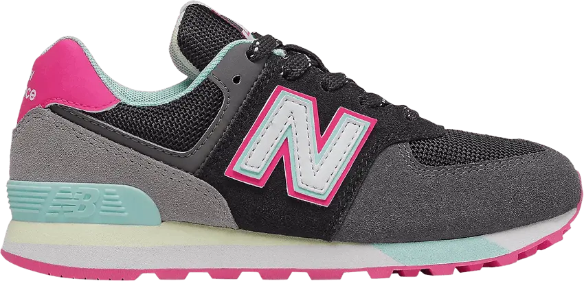  New Balance 574 Little Kid &#039;Black Pink Glow&#039;