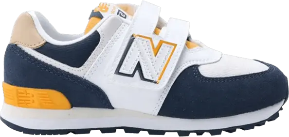  New Balance 574 Toddler Wide &#039;White Navy Yellow&#039;