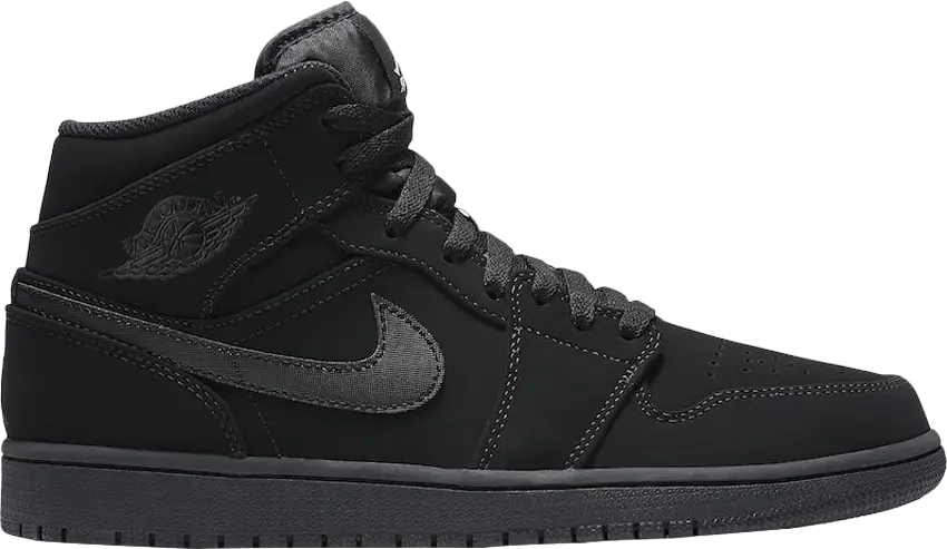  Jordan 1 Mid Black Black White