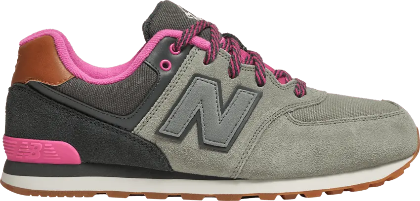  New Balance 574 Big Kid &#039;Collegiate Pack - Light Grey Pink&#039;